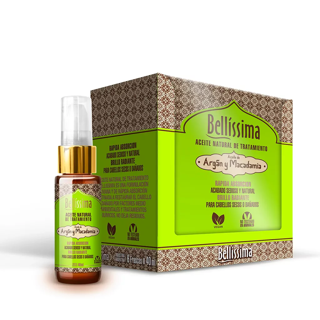 Aceite Natural - Argan y Macadamia Bellissima x 6u de 40ml