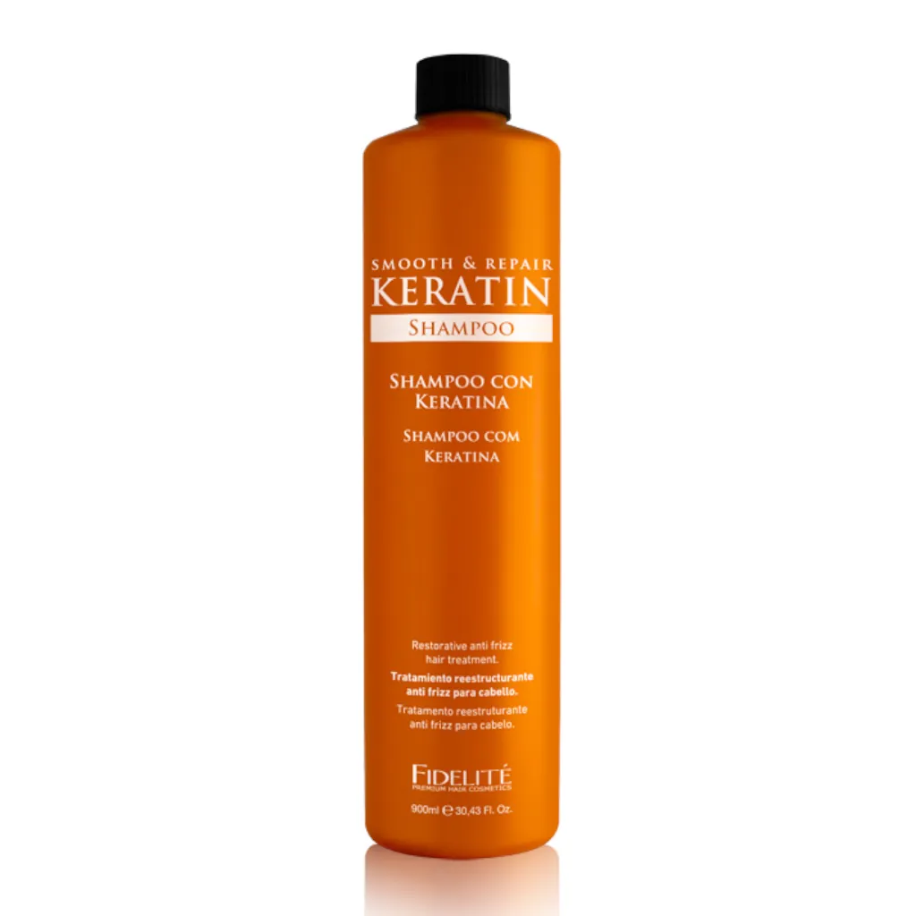 Shampoo keratina reestructurante anti-frizz 900ml para cabello dañado