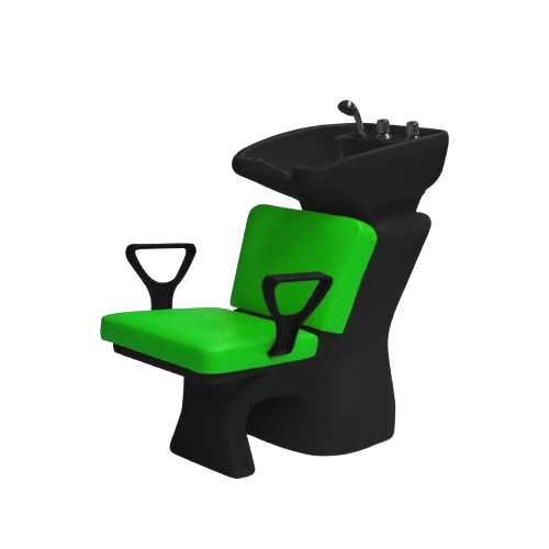 Lavacabezas Clásic plástico negro tapizado verde con bacha y grifería